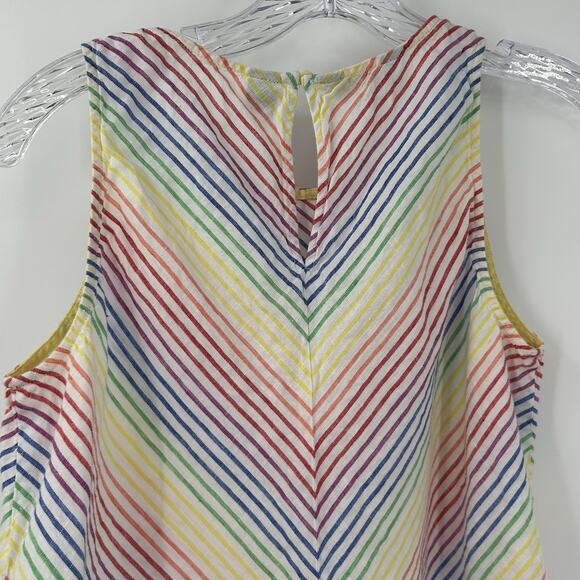 Lands End Rainbow Stripe Shirt 100% Linen Womens Small Sleeveless Blouse - Picture 3 of 8